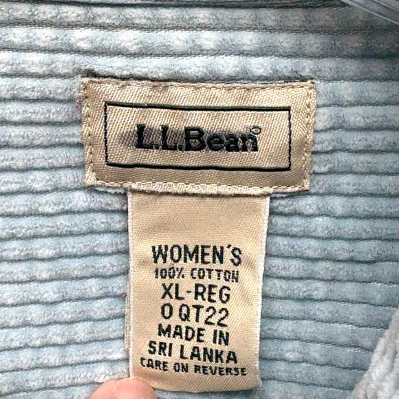 L.L. Bean Corduroy Shacket Light Blue Wide Wale Button Up 100% Cotton Women’s XL - Picture 4 of 5